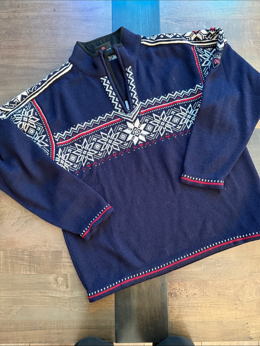 Men's Dale of Norway Nordic Half-Zip Sweater with Snowflake Pattern